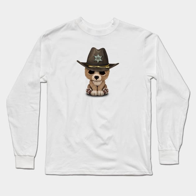 Cute Baby Bear Cub Sheriff Long Sleeve T-Shirt by jeffbartels